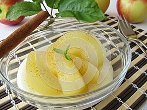 Blancmange and stewed apples