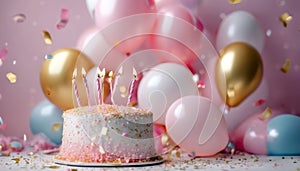 blancos celebraci?n pastel confeti globos rosa tonos para cumplea?os dorados confetti Fondo fiesta globe party birthday photo