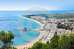 Blanes beach and Sa Palomera rock, Spain