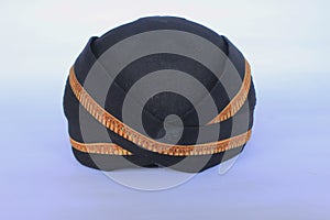 blangkon hitam or black blangkon a traditional hat Javanese men. isolated on white background b