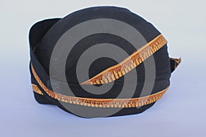 blangkon hitam or black blangkon a traditional hat Javanese men. isolated on white background q