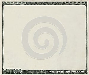 Blank 100 Dollars bank note with copyspace