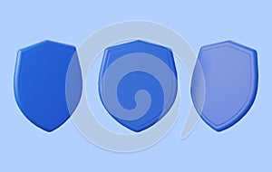 Blank 3d blue shield. 3D rendering illustration.