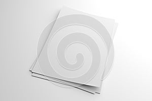 Blank 3D illustration stack of flyer or leaflet on white