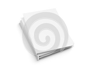 Blank A4 book hardcover pile mockup isolated on white 3D rendering