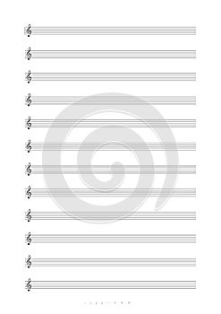 Blank A4 music notes with treble clef
