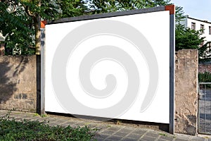 Blank ad space sign isolated in the street