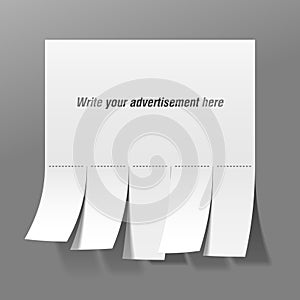 Blank advertisement with cut slips