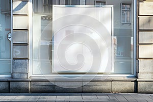 Blank advertising board in a shop window