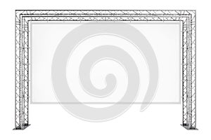 Vuoto pubblicità esterno formato pubblicitario destinato principalmente all'uso sui siti web sul metallo covone costruzione sistema.  un'immagine tridimensionale creata utilizzando un modello computerizzato 