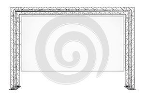 Blank Advertising Outdoor Banner on Metal Truss Construction System. 3d Rendering