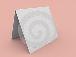 Blank advertising stand mockup on pink background.