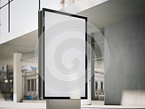 Blank advertising stand on office street. 3d rendering