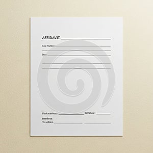 A blank affidavit form printed on