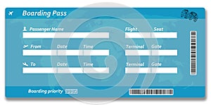 Blank airline boarding pass ticket