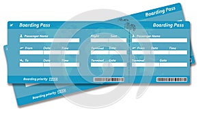 Blank airline boarding pass tickets