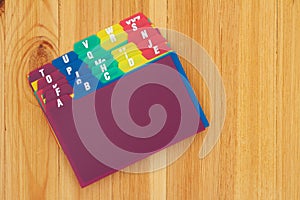 Blank alphabet plastic index cards
