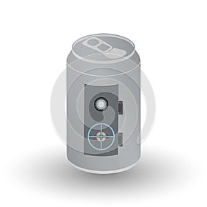 Blank aluminium can with bank vault