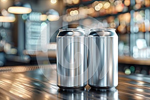 Blank Aluminum Beverage Can on a Modern Kitchen Counter