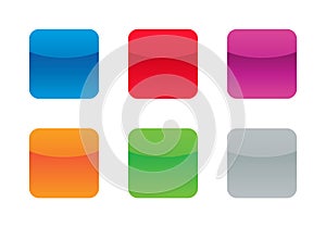 Blank app icon set, square buttons collection, shiny icon background