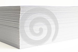 Blank ar letterheads stack macro view with selective focus on white background