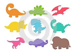 Blank baby dinosaur silhouette for add cute text for kids. Isolated on background