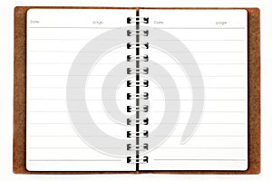 Blank background. paper spiral notebook