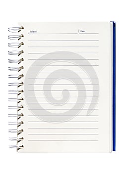 Blank background paper spiral notebook