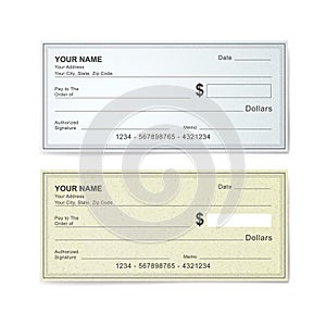 Blank bank check template