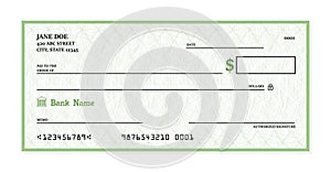 Blank bank check vector template