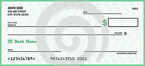 Blank bank check vector template