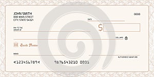 Blank bank checkbook cheque generic design