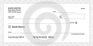Blank bank checkbook cheque generic design