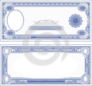 Blank for banknote obverse and reverse with side portrait blue