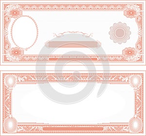 Blank for banknote obverse and reverse with side portrait red