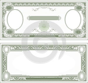 Blank for banknote obverse and reverse with two portraits green