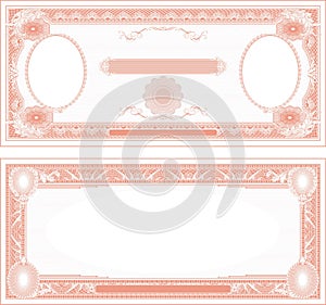 Blank for banknote obverse and reverse with two portraits red