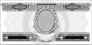 Blank for banknote with a portrait in the middle black