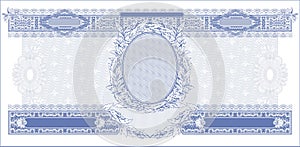 Blank for banknote with a portrait in the middle blue