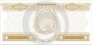 Blank for banknote with a portrait in the middle gold