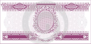 Blank for banknote with a portrait in the middle lilac