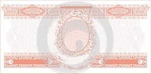 Blank for banknote with a portrait in the middle red