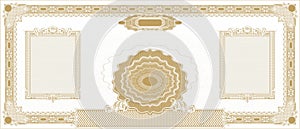 Blank for banknote with two portraits gold