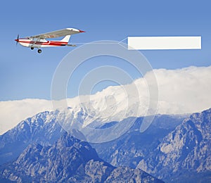 Blank Banner with airplane photo