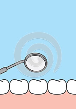 Blank banner decay tooth check up illustration vector on blue background. Dental concept