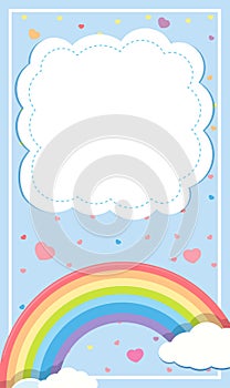 Blank banner with rainbow sky theme on blue background