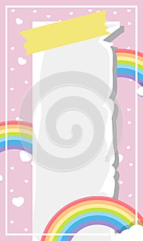 Blank banner with rainbow sky theme on pink background