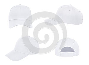 Blank baseball cap 4 view color white