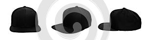 Blank baseball snap back cap color black