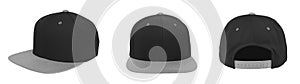 Blank baseball snapback cap two tone color black/gray